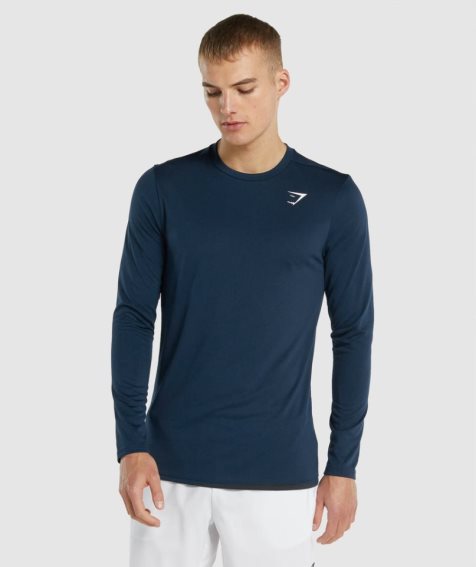 Koszulki Gymshark Arrival Long Sleeve Męskie Granatowe | PL 839GCI